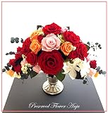 オールプリザーブドフラワー ギフト 真紅 大輪 メリア 薔薇 白い デンドロビウム 法人