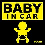BABY IN CAR マグネット イエロー×ブラック (12cm×12cm)【日本製】