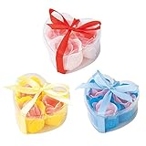 (よんピース)4 piece ソープ フラワー 石けん 花 ハート ケース 3点セット おしゃれ かわいい ギフト (レッド・イエロー・ブルー（ハート3点セット）)