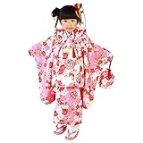 「【67】ピンク地に桜と鞠/被布：白」七五三 着物 3歳 被布着物7点セット