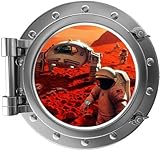 12" PortScape Instant Space Porthole Window Exploring Mars 1 Wall Graphic Sticker Decal Kids Game Ro