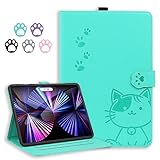 【 YIMASE Fire HD 10 ケース 2021 Fire 10 ケース 2023 Fire HD 10 Plus ケース】Fire HD 10 カバー 2023 Fire HD 10 2023 ケース は手触りが快適です 新鮮でかわいい猫のプリント Fire HD 10 Plus カバー 防塵傷つきにくい 着脱が簡単 ファイヤーHD10 カバー 2021 スタンド機能付き -グリーン