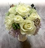 アイボリーイエローのアレンジ　プリザーブドフラワー（薔薇・他）　Lサイズのクリアケース入り☆　芦屋セレブ御用達の店