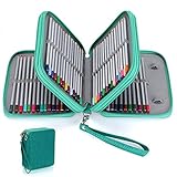 Percy’s Caravan 色鉛筆ケース 大容量 78本収納 ペンケース ブック式 防水 携帯便利 消しゴム収納可 (ブック式, レッド)