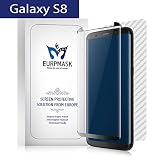 EURPMASK Samsung Galaxy S8 専用 「ケースに干渉せず&タッチ感・反応良好」全面強化ガラスフィルム 3Dラウンドエッジ加工 硬度9H 厚さ超薄0.33mm 撥油性 指紋防止 Galaxy S8 フィルム【3枚付き、液晶面ガラス１枚＋背面保護フィルム1枚＋簡易な取り付けシール1枚】「品質保証」 (ブラック)