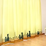 ネコ柄 ドレープ カーテン Dシャノワール 幅100cm×丈178cm 2枚組
