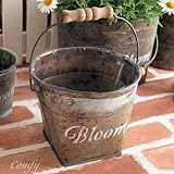 ガーデン雑貨 バケツ M ブリキ缶 ブルーム アンティーク調 ガーデニング雑貨 フェンス 植木鉢