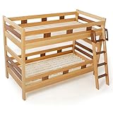 木製二段ベッド 子供ベッド 天然木タモ突板使用 2つ並べてキングサイズにも すのこ ハシゴ