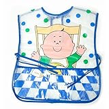 Baby Boy Munch Time Design Peva Painting Bib with Neck Tie (One Size) (Blue) by Universal Textiles