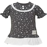 【本体綿100%】2016年 夏物 UZULAND ウズランド MONO 天竺 小花総柄切替 半袖Ｔシャツ チャコールグレー◇95cm