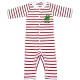 2017年 春物 はらぺこあおむし 天竺 ボーダーロンパース カバーオール THE WORLD OF ERIC CARLE レッド◇80cm