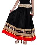 Cotton Party Wear Black Skirt Golden lace work long Skirt for women