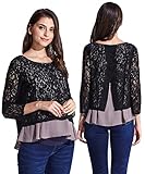 Sweet Mommy マタニティトップス 授乳服 授乳口付き シフォン×コードレース 大きいサイズ バックスリット レイヤード 透け感トップス 上品 フォーマル Tシャツ 春 夏 秋 長袖 オフィス