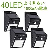 Sabotenn 40LEDセンサーライト ソーラーライト屋外両面テープ 太陽光発電4個セット