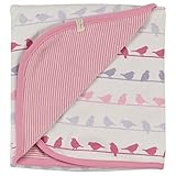 Reversible multi pink bird organic baby blanket by Pigeon Organics
