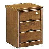 3段ナイトチェスト ベッドサイドチェスト 【 幅36cm 】 木製 ( 天然木 ) コンセント付き 鍵付き ブラウン【 完成品 】 大川家具