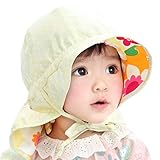 HONEY BLOSSOM リバーシブル ベビー フラップ ハット 赤ちゃん 紫外線対策 花柄 綿 帽子 m102 yellow