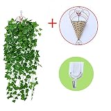 壁掛　人工観葉植物　2本＋カゴ＋フックのセット　フェイクグリーン　造花　インテリア　飾り付け　吊り下げ　雑貨　藤　葉っぱ　室内　屋外　ポトス　葡萄　ツタ　パーティー　イベント　結婚式　生き生きしてる　