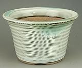 いよじ園 【盆栽鉢】 小石原焼/飛カンナ紋外縁深丸鉢 （小品サイズ）径：12cm 【ミニ鉢～小鉢】