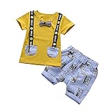 Tovadoo 子供服 ベビー服 男の子 トップス+ズボン 春夏 半袖 ネクタイ柄 バンド付き 欧米 レトロ 多色 可愛い プレゼント 通学 旅行 海遊び 1-3歳