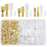 平型端子セット 480個 金色のオス/メス セット 110型 187型 250型 絶縁スリーブ カバー付き 接続 圧着 ファストン 端子 コネクター 自動車 バイク スピーカー