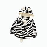 Pojour ベビー服 子供服 0-3歳女の子コート 冬 防寒 かわいいストライプジャケット 厚手コート　おしゃれフード付きコート 暖かい 綿 ベビールームウェア 普段着 カジュアル 旅行 記念日 プ
