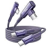 toocki USB C ケーブル L字 240W/5A 【1M+1M パープル】Type-c L型 PD3.1急速充電 断線防止 ナイロン編み iPhone 17/iPhone 16/iPhone 15/Plus、MacBook Air/Pro、Galaxy、SwitchなどUSB-Cデバイスに対応 ビデオ出力非対応【2本セット】