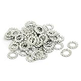 uxcell ロックワッシャー 6mm内径 炭素鋼 亜鉛メッキ 外部鋸歯状 80個入り