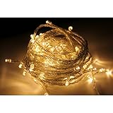 [Freahap]LEDストリングライト 飾りライト10m 100球 8モード クリスマス飾り 雰囲気作り 暖かいホワイト（EUプラグ）