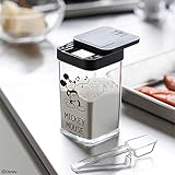 ディズニー 小麦粉＆スパイスボトル ミッキーマウス 小さじスプーン付き 角型 キッチン用品 調味料入れ 塩コショウ入れ 容器 おしゃれ ブラック B079WTSTFX