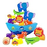 PANCY バランスゲーム 積み木 木製 知育玩具 サイコロ付き かわいい 動物