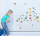 【ufengke】海底ワールドウォールペーパー かわいい魚とバブル　ウォールステッカー 児童室　保育園の壁に取り除くことできるの壁紙