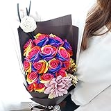 【ベルシック】 フレグランスソープフラワー ローズ　レインボー　フラワーアレンジ　花束　ほのかに香るお花　 父の日　枯れないお花　お祝　イベント　誕生日　ギフト　パーティ　ギフトBOX付　　＜送料無料
