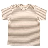 両肩開き半袖ボーダーTシャツ100:オーガニックコットン100%