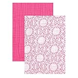 Yoga Sprout Muslin Swaddle Blankets, Pink Scroll/Teal Giraffe, 46" x 46" by Yoga Sprout [並行輸入品]