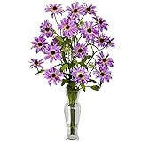 Nearly Natural 1172-PP Cosmos with Vase Silk Flower Arrangement, Purple