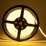 LEDMO 2835 LED Strip, Warm White 3000K 600LEDs 16.4Ft DC12V 15Lm/LED CRI80, Waterproof IP65 for wet 
