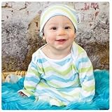 Woombie Indian Cotton Gowns Plus Hat, Aqua/Lime Chevron, 7-15 Pounds by Woombie [並行輸入品]