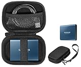 Alltravel ケース 外付けソリッドステートドライブ Samsung T7 Touch、T5、T3 ポータブル 250GB 500GB 1TB 2TB SSD USB 3.0 外付けソリッドステートドライブ 強力コンパクト軽量ケース メッシュポケット (ブラック)
