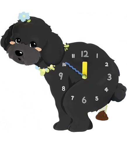 Amazon.co.jp: ワンちゃん 壁掛け時計 トイプードル 犬 おしゃれ 木製
