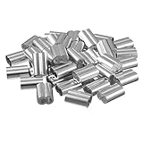 SODIAL 50本 1/4インチ（6mm）直径ワイヤーロープ アルミニウムスリーブクリップフィッティングケーブルクリンプ50本