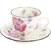 セラミック藍 花つみ コーヒー碗皿 牡丹 サイズ：約φ9 H7.5 60185