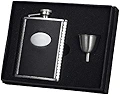Visol VSET111 Tux Ribbed Design Leather 6oz Flask Gift Set