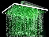 バスルームステンレススチール16 "クローム仕上げ正方形3色LEDシリーズ雨シャワーヘッドk45214