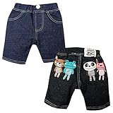 (ブラック/90cm)ベビー服 男の子 ハーフ パンツ ボトム ZOOMIC ズーミック ニットデニム ミニ裏毛 ウエストゴム 前閉じ フェイクポケット 飾りボタン 男児 ベビー