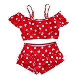 Cutelove 子供水着　キッズ　ガールズ　みずぎ　可愛い 夏　心柄　ドット柄　キャミ　スカート　2点セット