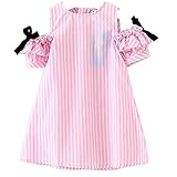 Cutelove 子供ドレス ワンピース 女の子 ストライプ 可愛い 麻綿 夏 半袖 ベビー ドレス 素敵 おしゃれ
