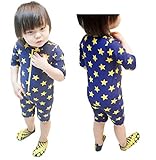 Yuson Girl【ユソンガール】子供水着　キッズラッシュガード水着 2点セット　星柄 (110,星柄)