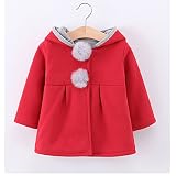 COCO1YA(ココイチヤ) クリスマス コート ジャンパー 衣装 ベビー 女の子 可愛い 幼児服 出産お祝い おしゃれ うさぎ 仮装 お勧め70 80 90 100 レッド ピンク グレー (レッド