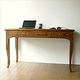 机 無垢 パソコンデスク 木製 幅120cm 猫脚 猫足 コンソールテーブル チークコンソールデスク120 [wat4472]